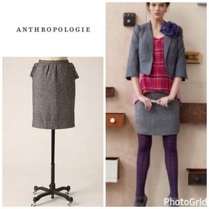 Anthropologie Blue Robin Twilit Tweed ruffle skirt